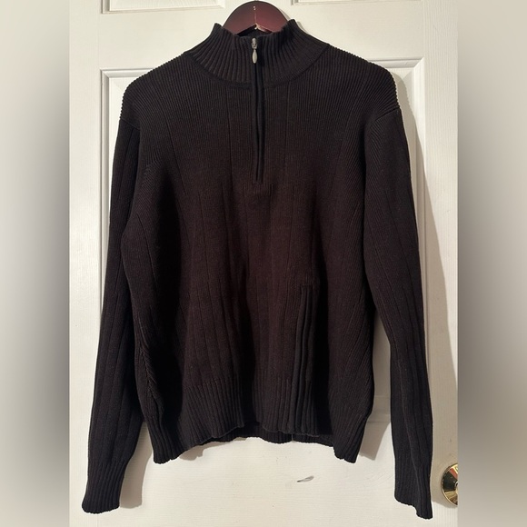 NWT ICELANDIC DESIGN Black 3/4 Mock Turtleneck 100% Cotton Ribbed HIP ZIP XXL - Picture 1 of 16